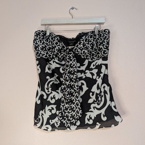 Black White Mixed Print Strapless Tube Top -Mob Wife - Baroque - Size 14 - Picture 2 of 7